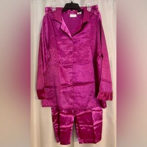 Inner Most Pink Satin Pajama Set XL Button Top & Matching Pants